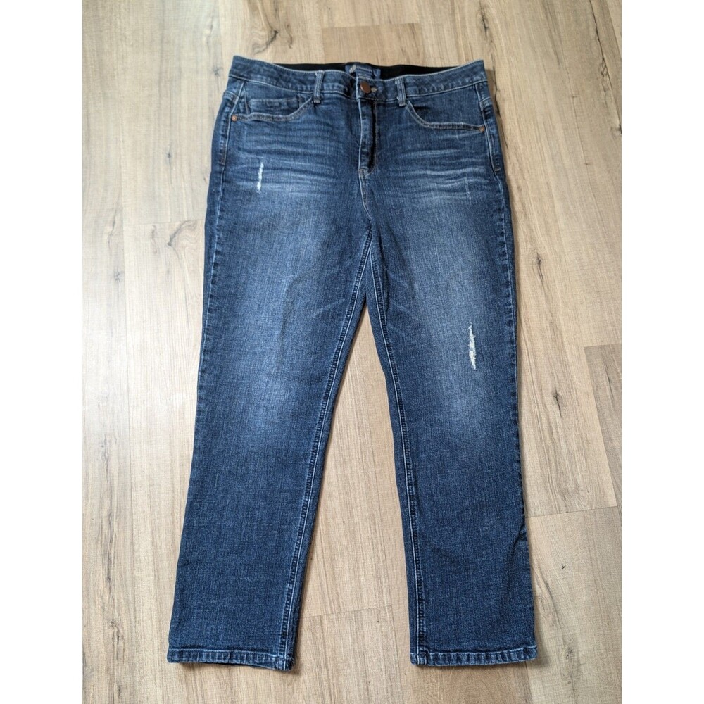 NWOT Democracy Size 14 Petite Ab Solution Slim Straight Blue Jeans Distressed